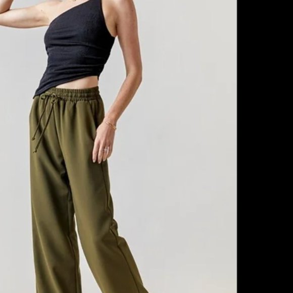High Waist Wide Leg Pants - Olive Green - Picture 4 of 4